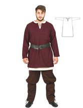 AWE Burgundy Wool Over Tunic- Medieval Viking Woolen Tunic